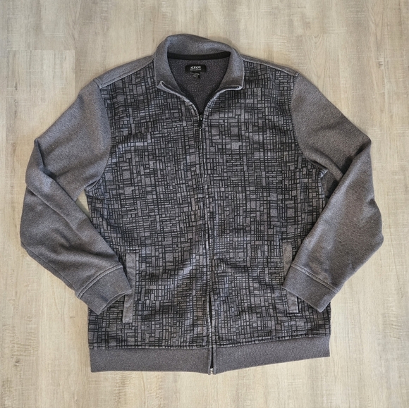 ALFANI - Geo Graphic Zip Front Knit Jacket -Grey -‎ Men’s Size Large - Picture 1 of 6